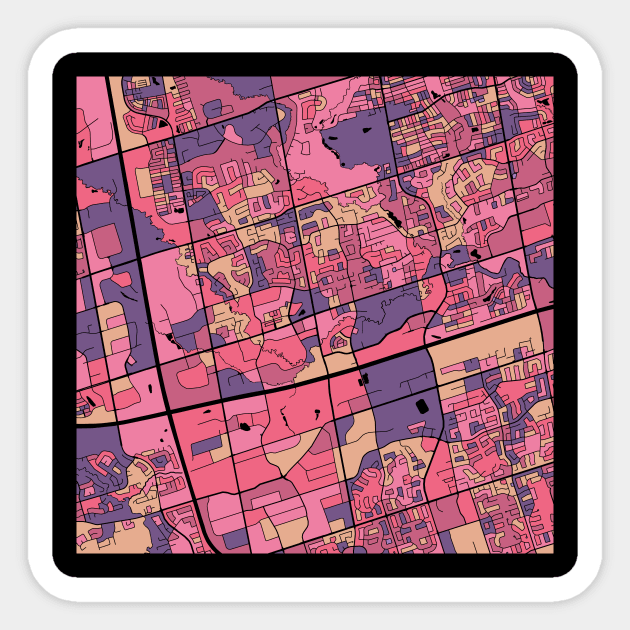 Markham Map Pattern in Purple & Pink Sticker by PatternMaps